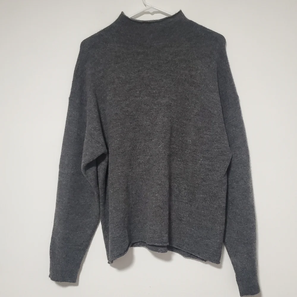 Leith Cozy Mock Neck Grey Sweater - Picture 2 of 6